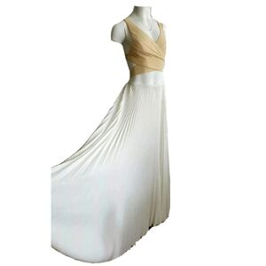 Ralph Lauren Purple Label Skirt Maxi White Pleated Long Flare $2.500 NEW 0-2 XS